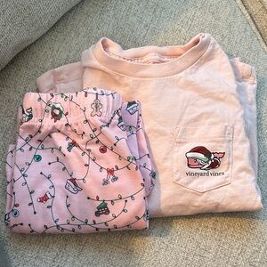 Vineyard Vines Light Pink Holiday Kids Pajama Set